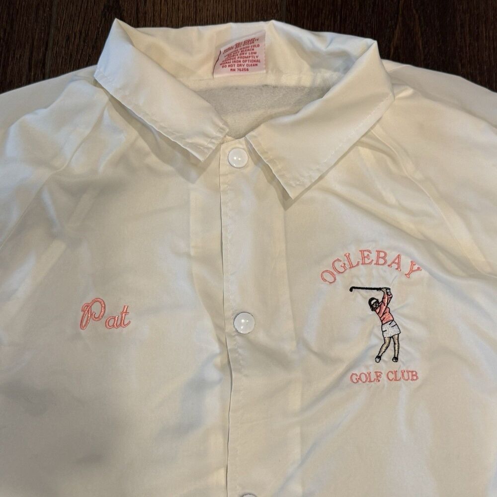 Vintage Oglebay Golf Club Jacket Adult L Cardinal USA Jacket White Snap Nylon